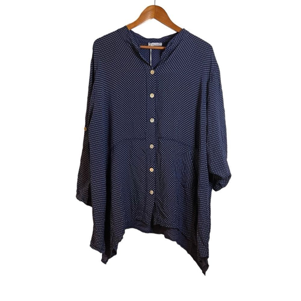 NWT! House of tweed navy polka dot tunic
